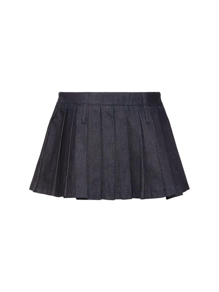 Blake pleated denim mini skirt