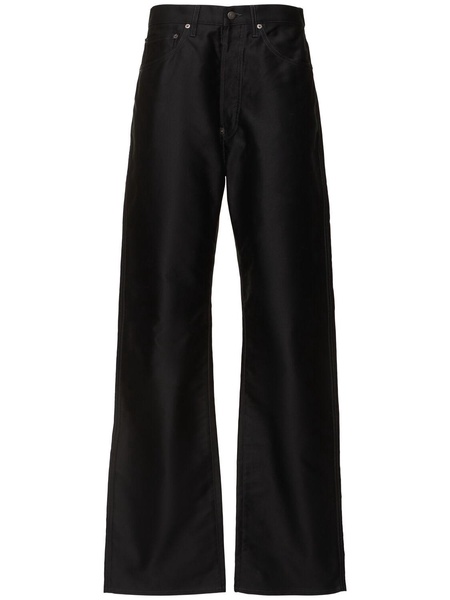 High waist cotton denim wide jeans