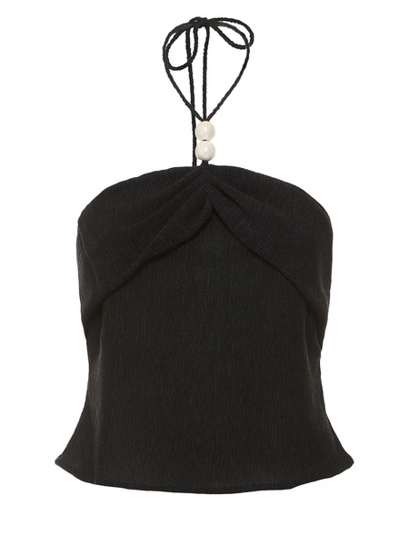 Embellished halter crop top