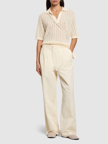 Cotton & linen wide leg pants