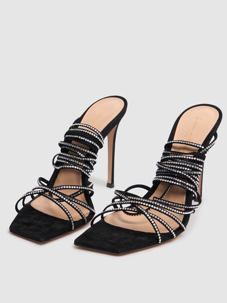 105mm Suede & crystal sandals