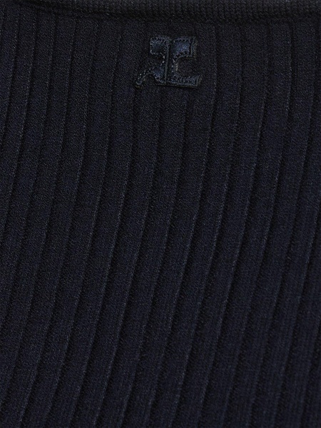 Pointy buckle rib knit tank top