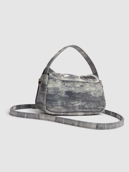 Micro Multipocket laminated suede bag