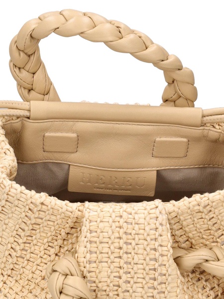 Medium Bombon raffia top handle bag