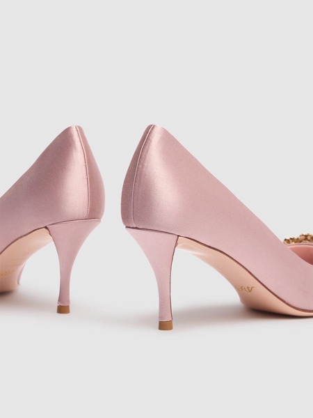 65mm Flower crystal & satin pumps