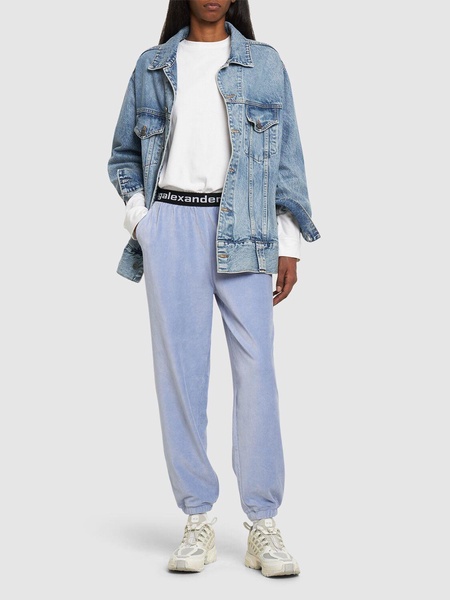 Stretch corduroy sweatpants w/ logo