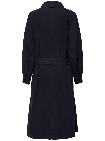 Cotton canvas belted long coat