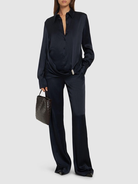 Draped satin shirt