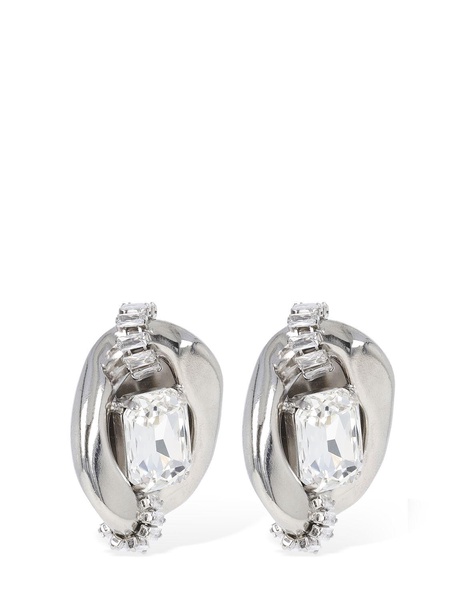 Chain earrings w/ crystals