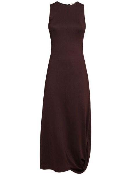 Silk viscose interlock twisted hem dress