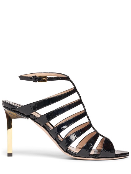 85mm Carine croc embossed leather sandal
