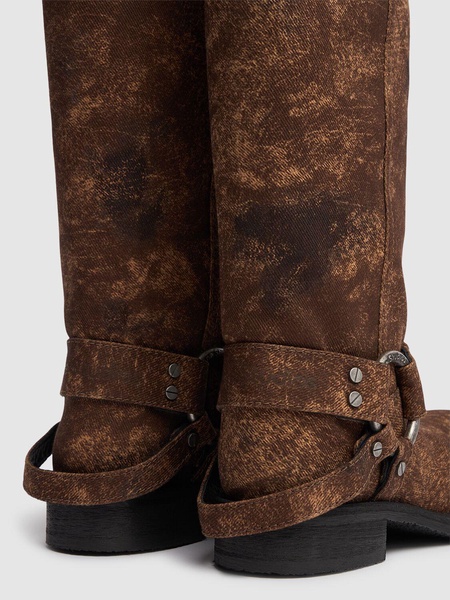 35mm Balius coated denim biker boots