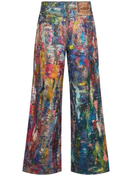 Dayla printed denim wide leg jeans