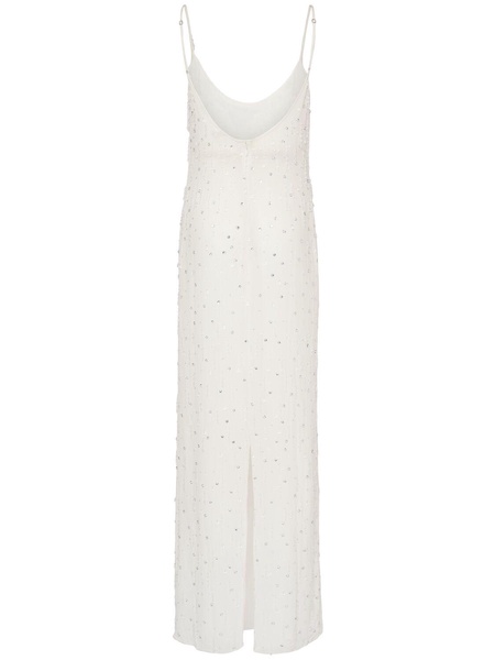 Embroidered viscose georgette long dress