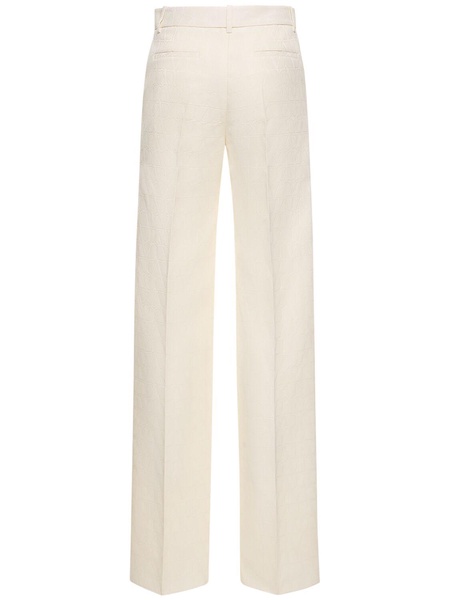 Wo & silk crepe logo h/wa straight pants