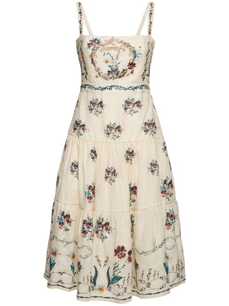 Lima embroidered linen midi dress