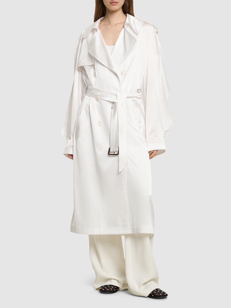Belted satin trench coat
