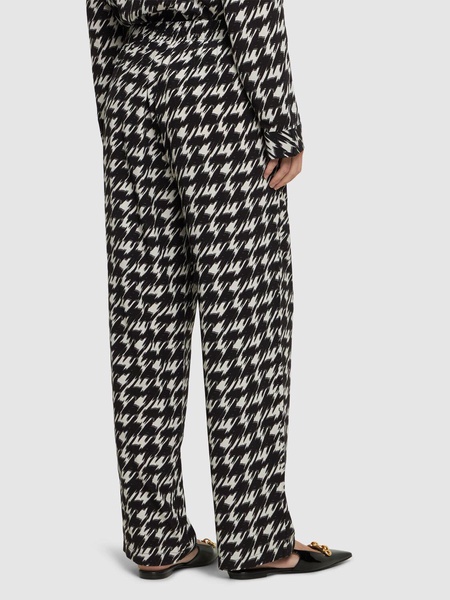 Aiden houndstooth viscose straight pants