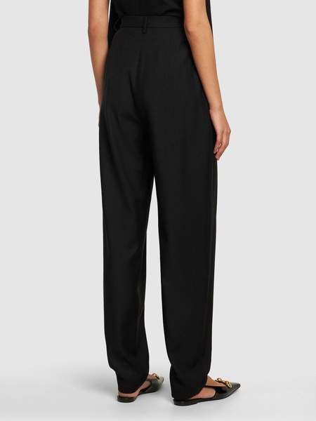 Wool twill straight high waist pants