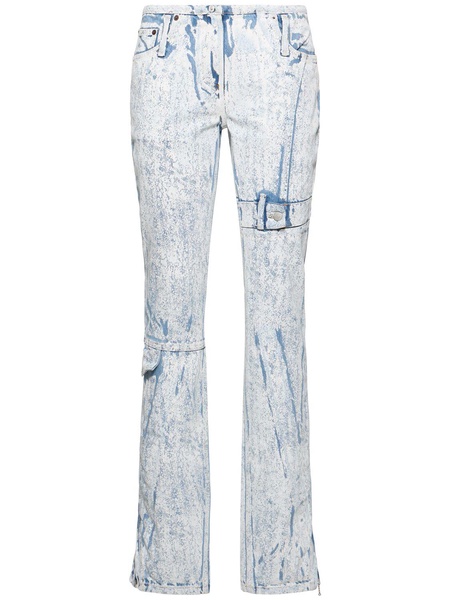 Coated denim midrise straight jeans
