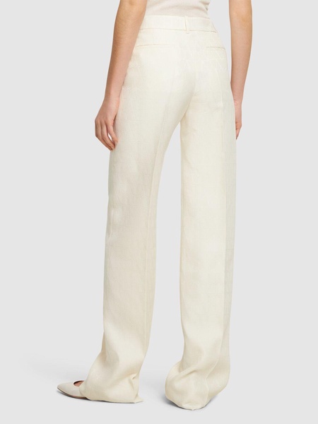 Wo & silk crepe logo h/wa straight pants