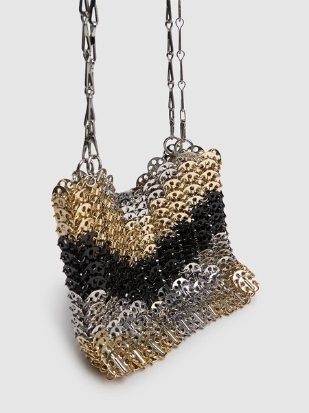 Metallic disc shoulder bag