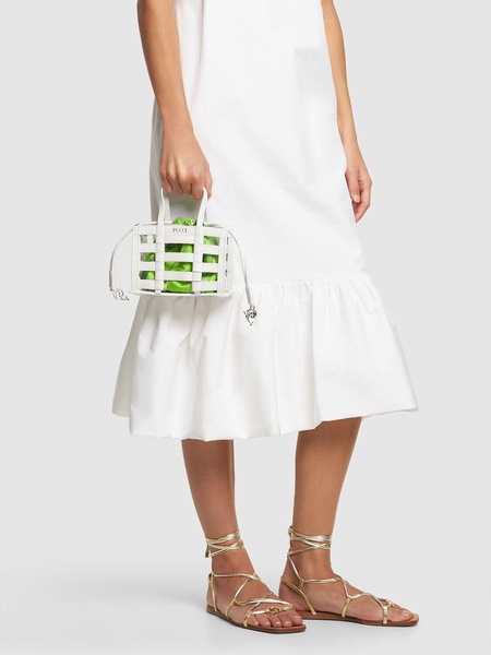 Mini Cage leather & silk bag