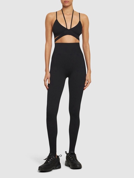 Ribbed jersey leggings w/ stirrups