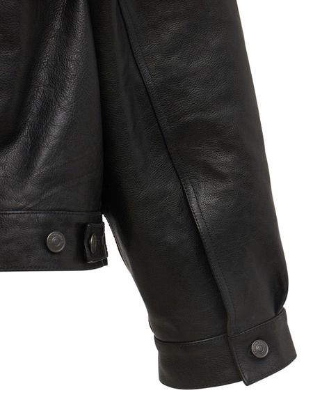 Denim-style leather jacket