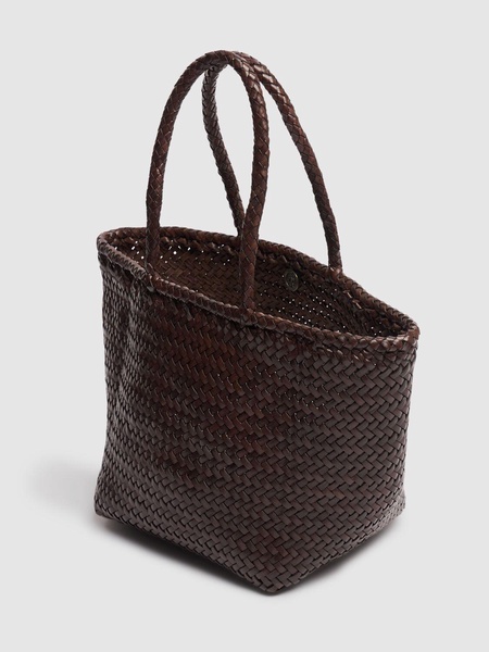 Grace Small woven leather basket bag