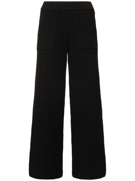 Chunky knit cotton blend wide pants