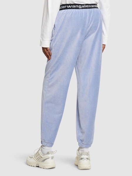 Stretch corduroy sweatpants w/ logo