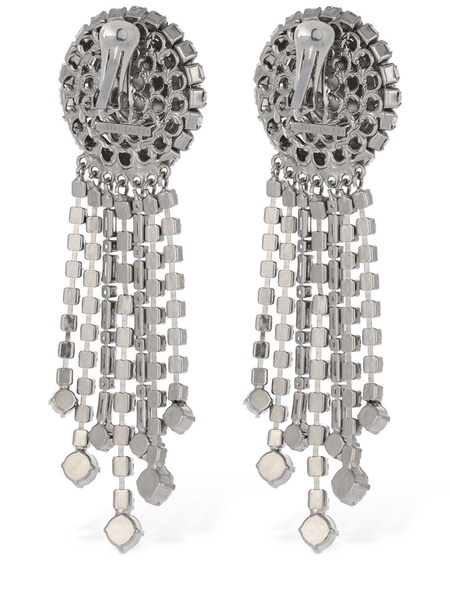 Fringes crystal pendant earrings