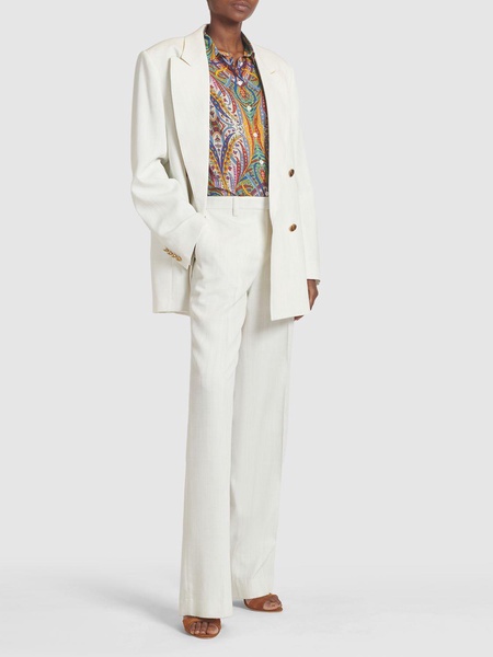 Mid rise crepe straight pants