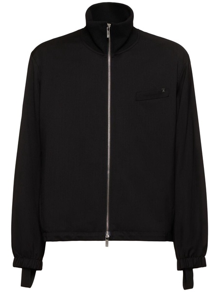 Zip-up wool bomber jacket