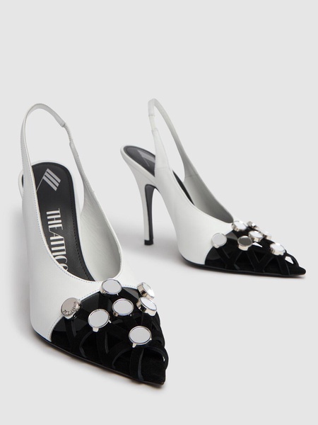 105mm Fiona leather slingback heels