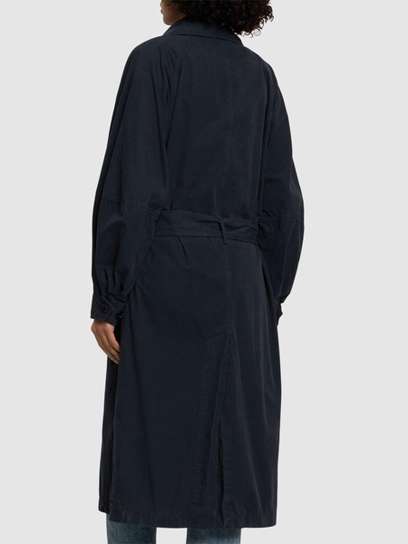 Cotton canvas belted long coat