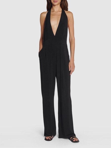 Nice viscose crepe halter neck jumpsuit