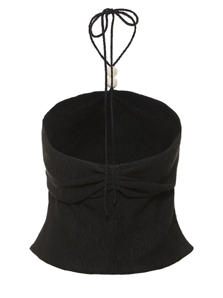 Embellished halter crop top