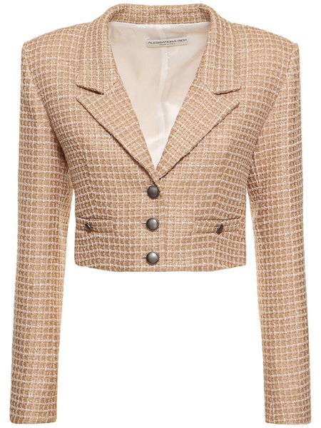 Sequined tweed cropped boxy jacket