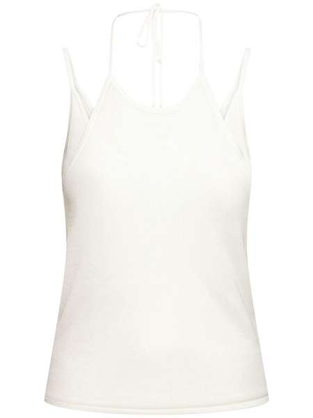 Layered knit halter tank top