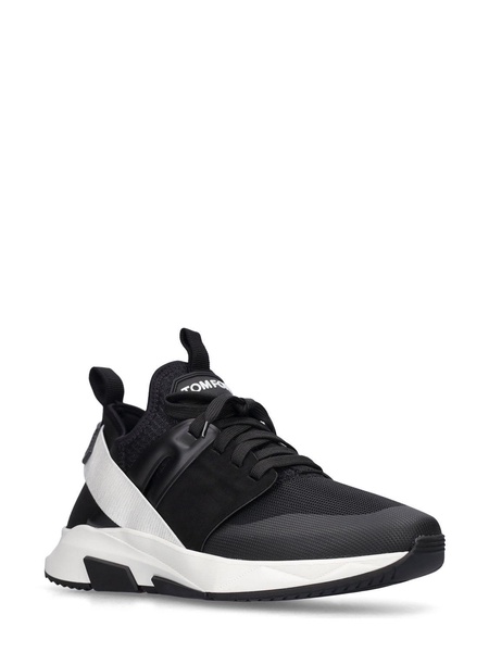 Alcantara tech & leather low sneakers