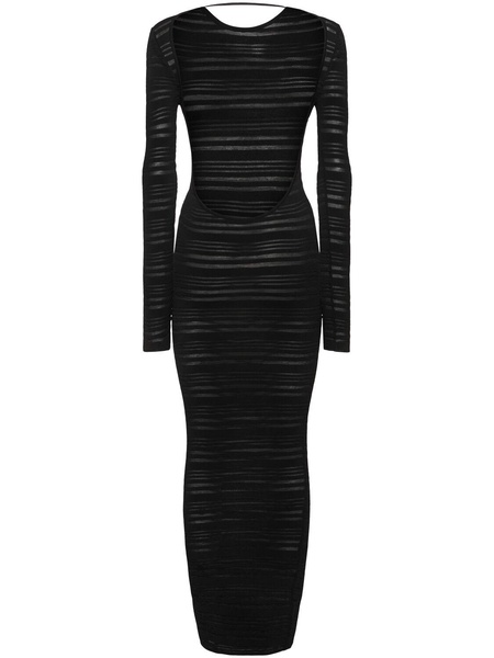 Striped sheer knit long dress