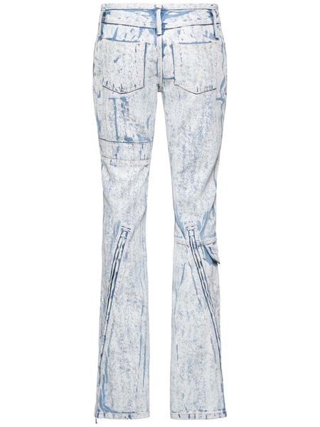 Coated denim midrise straight jeans