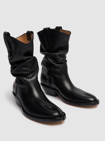 55mm Tabi leather western ankle boots