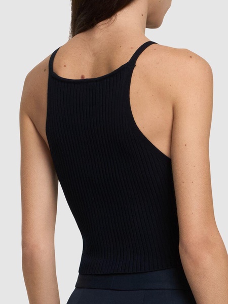 Pointy buckle rib knit tank top