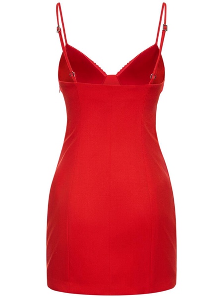 Embellished stretch wool mini dress