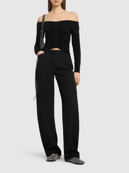 Mid rise bowed pants
