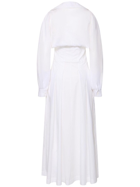 Stretch cotton poplin long dress