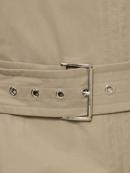 Belted cotton blend gabardine trench